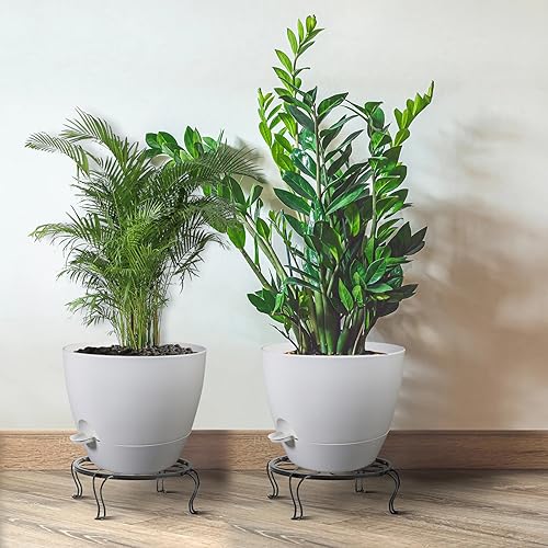 UOUZ 12inch 2Pack Large Self Watering Planters, Plastic Plant Pots with 60oZ Removable Deep Reservoir and Multi Mesh Drainage Holes for Indoor Outdoor Garden Plants and Flowers, White - color: White