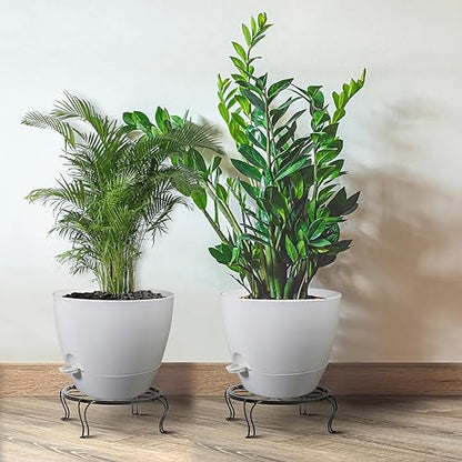 UOUZ 12inch 2Pack Large Self Watering Planters, Plastic Plant Pots with 60oZ Removable Deep Reservoir and Multi Mesh Drainage Holes for Indoor Outdoor Garden Plants and Flowers, White - color: White