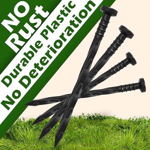 Gardzen 100 pcs Landscape Edging Anchoring Spikes, 6 inches Yard Lawn Paver Edging Stakes for Weed Barrier, Garden Fence, Artificial Turf - size: 100 pcs