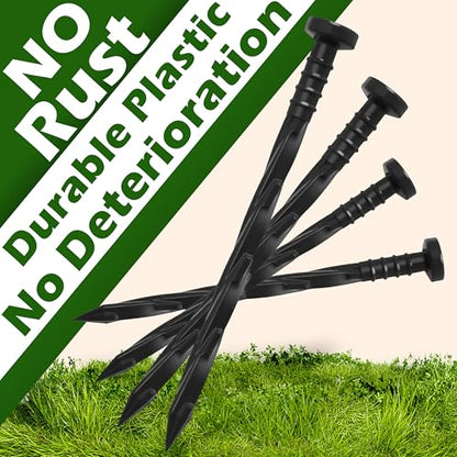 Gardzen 100 pcs Landscape Edging Anchoring Spikes, 6 inches Yard Lawn Paver Edging Stakes for Weed Barrier, Garden Fence, Artificial Turf - size: 100 pcs