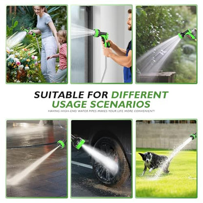 GARDENWORK Metal Garden Hose 50 FT - 304 Stainless Steel Water Hose with Heavy Duty 10-Pattern Spray Nozzle, Flexible, No-Kink, Puncture & Chew Proof, Universal 3/4" Brass Fitting, Silver (Pack of 2) - size: 50FT (Pack of 2)