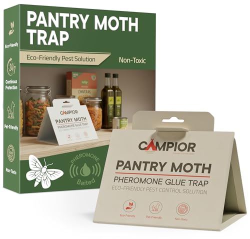 Pantry Moth Traps with Pheromones (20 Pack) – Non‑Toxic, Odor‑Free Sticky Glue Traps for Pantry Moth Treatment & Prevention, Targets Web‑Spinning Food Moths, for Kitchens & Food Storage - size: 20-pk Pantry
