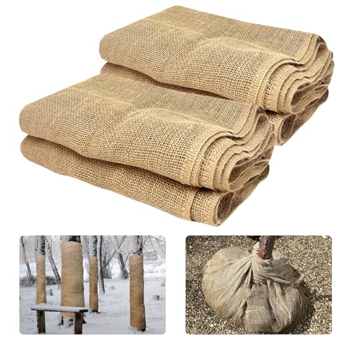 YEXEXINM 2 Pack Burlap Plant Covers Freeze Protection,15ftx40in Burlap Fabric Bags,Natural Burlap Plant Blankets,Plant Covers Freeze Protection for Winter Outdoor Bushes Trees Potted Plants