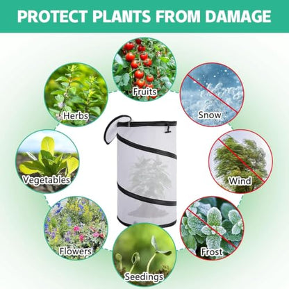 3 Pcs Pop Up Winter Frost Plant Cover, Garden Plants Freeze Protection Tent - color: White-3pcs