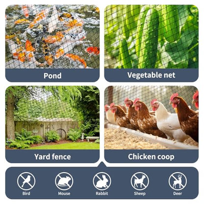 Garden Netting, 15ft x 50ft Black Bird Netting Heavy Duty,Rabbit,Squirrels,Anti Birds,Larger Bees,Deer,Chicken,Cardinals，Animal Fencing for Fruit Tree & Vegetable Garden - size: 15ft x 50ft