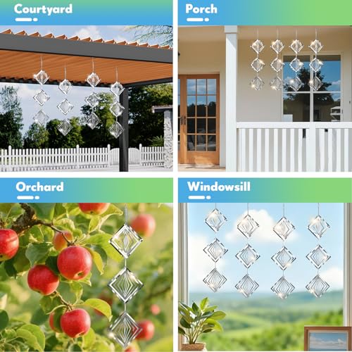 Bird Deterrents for Outside 12 Discs Stainless Steel, 4 Sets