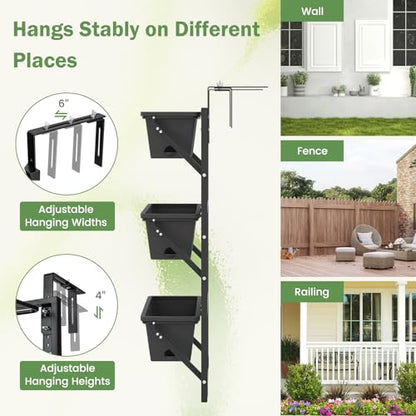 HAPPYGRILL 3-Tier Vertical Hanging Planter, Garden Wall Planter Box