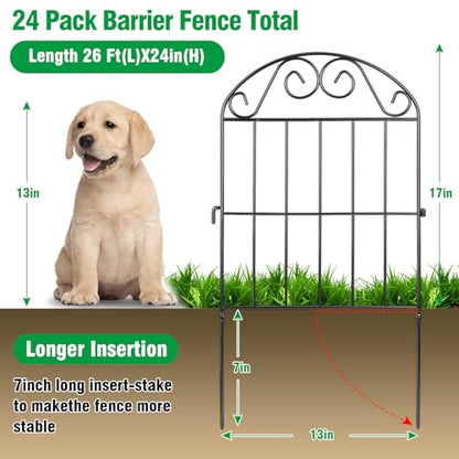 ADAVIN 24 Panels Collapsible Garden Fence, 24in Animal Barrier, 24Ft - color: Black, size: 24in(H)x12in(L) 24 Panels