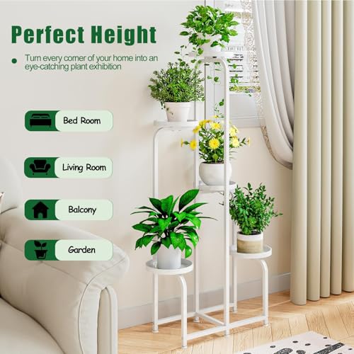 INGIORDAR Plant Stand Indoor Outdoor Corner Tall Plant Shelf 5 Tier Metal - color: White, size: 5-Tier