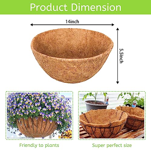 Riare 6 Pack 14 Inch Coco Liners for Planters, Round Hanging Baskets Liners - size: 14inch