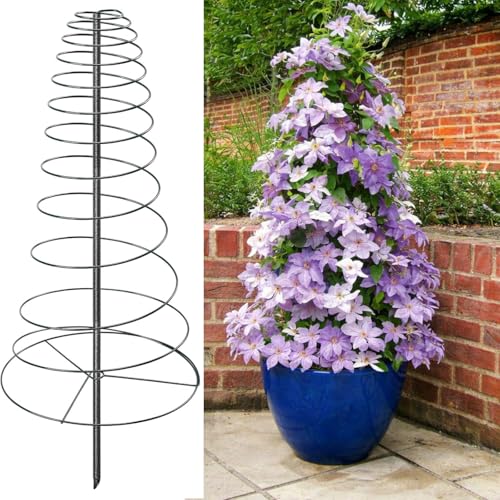 Spiral Frame Trellis for Climbing Plants Outdoor Indoor - 44" Adjustable Heavy Duty Metal Garden Plant Support with Anti-Tip Stakes,for Pole Beans,Tomato, Sweet Pea,Clematis,Potted Plants,Vine - size: 12 to 44"