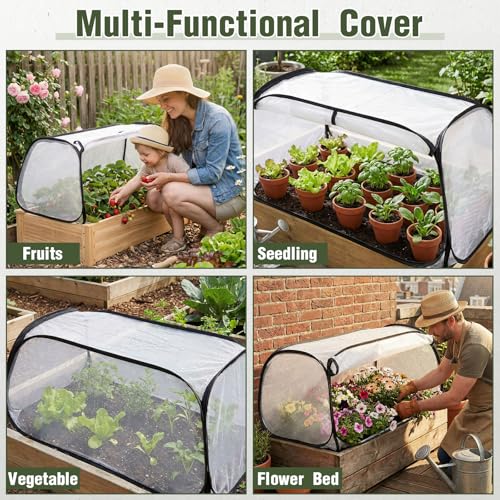 4 Pack 4 Pack 45 x 22 x 18 in Garden Covers for Raised Beds with Stakes