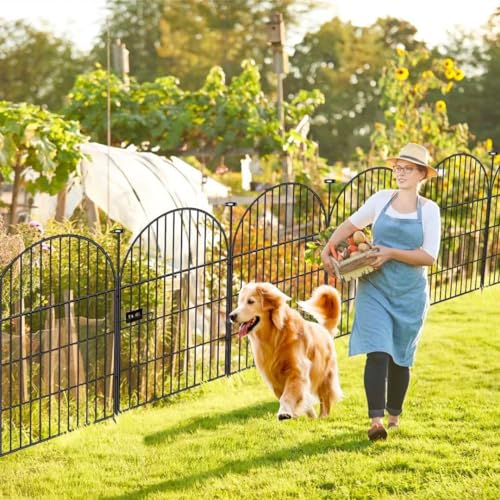 Garden Fence Border, 32 in(H) x17.5 Ft(L) 8 Panels, Tall Garden Animal Barrier Fence with Gate, Dog Fence Outdoor for Yard, Arched Rustproof Metal No Dig Fence, Flower Bed Fencing - size: 32''(H)-8panels-17.5ft(L)