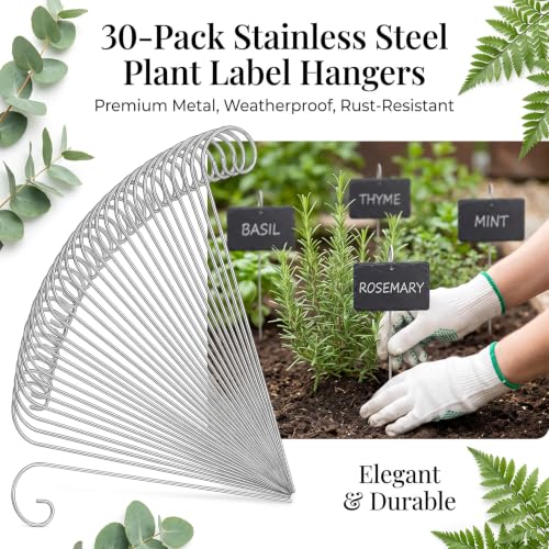 30 Pack Stainless Steel Plant Label Hangers,Reusable Plant Tag Holders
