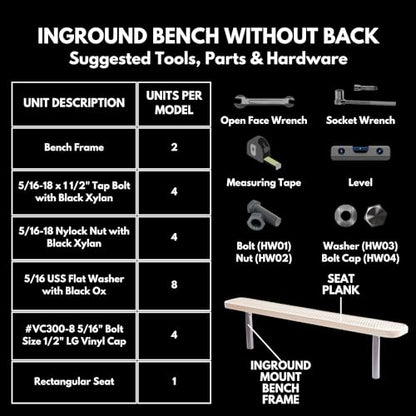 COATEDOUTDOORFURNITURE Bench, Green, Expanded, 6Ft, No Back, Inground - color: Green, size: 6 Ft, No Back Inground