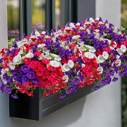 AXYLEX Artificial Morning Glory Outdoor, 16 Bundles Fake Flowers (Multi) - color: Multi16pcs - White+red Pink+purple
