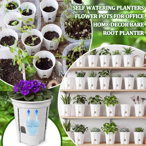 24 Pcs 4.72" Self Watering Pots for Indoor, White - color: White