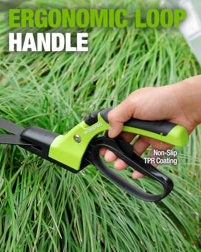 WORKPRO Grass Shears Handheld, Grass Clippers with 360 Degree Swivel Blades