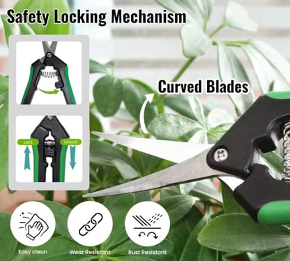 LDK 2 Pack Curved Blades Gardening Hand Pruner Pruning Snip - color: Green