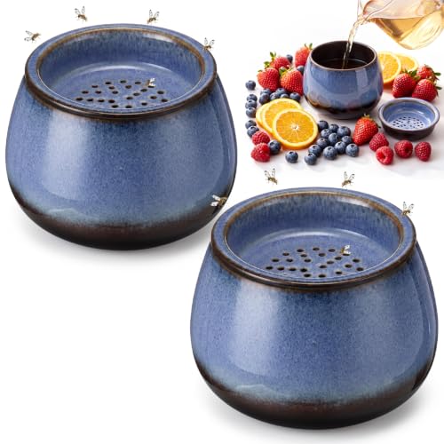 1 Pack Ceramic Fruit Fly Traps Reusable, Reactive Glaze, Cobalt Blue - color: Cobalt Blue, size: Reactive Glaze