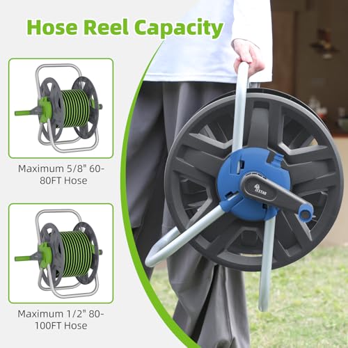 Water Hose Reel,Holds 60-80 Ft of 5/8" Hose - color: Blue