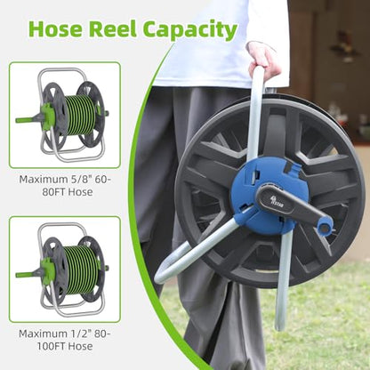 Water Hose Reel,Holds 60-80 Ft of 5/8" Hose - color: Blue