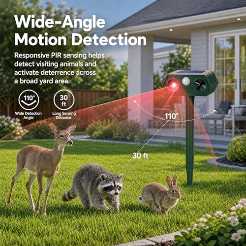 Sonic Fortress Pro Raccoon Repellent Outdoor Solar Animal Repeller, 2 Pack