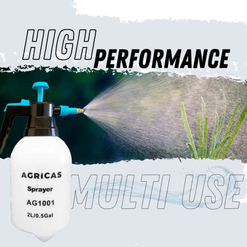 0.5 Gallon Hand Pump Sprayer, 2L Pressure Garden Sprayer, Handheld Weed Sprayer with Adjustable Brass Nozzle, Pump Mister, Lawn and Garden Care, Watering, Outdoor and Auto - Multi-Purpose