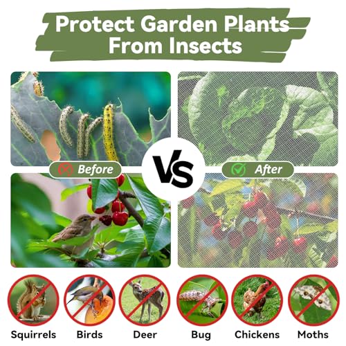 Garden Mesh Netting, 10 * 50 FT Ultra Fine Plant Netting Covers Pest Barrier Row Cover Net for Raised Beds Tree Protect Greenhouse Fruit Vegetable Flowers from Birds Bugs - size: 10 * 50 FT