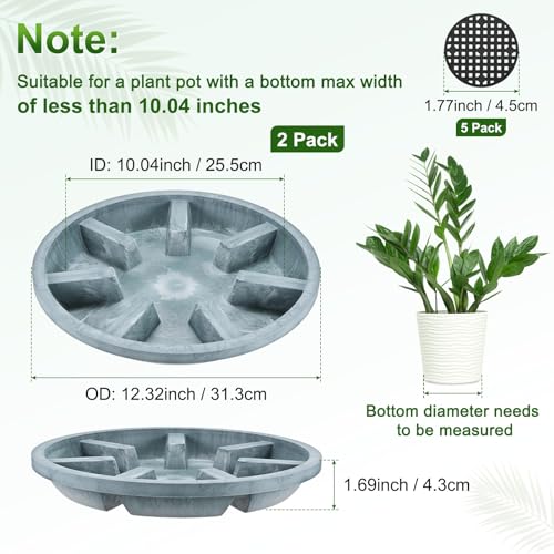 M METERXITY 2-Pack Plant Saucer, 10.04 Inch/25.5 cm Plastic Plant Trays Thicker for Pots/Indoor/Outdoor/Water Drainage and Protection, Flowerpot Drip Tray [Blue Veins] - color: Blue Veins
