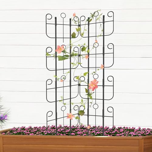 Garden Trellis for Climbing Plants Outdoor, Expandable Heavy-Duty Metal Trellis for Tall Plants, Flowers Vine Ivy, Sturdy Houseplant Pothos Plant Climber Support - size: 8 Pack-16.9in(H)x12.5in(L)