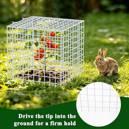 4Set 12"x12" Plant Protectors from Animals, All-Metal Plant Cage with Cover