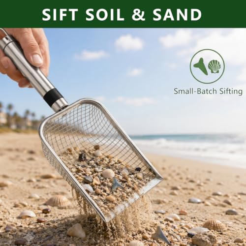 2 Pack Soil Sifter for Gardening, Stainless Steel Handle