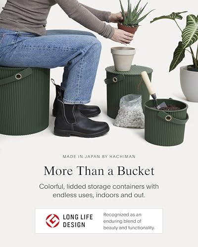Hachiman Micro Bucket, 0.18 Gallon Heavy Duty Bucket with Lid & Handle - color: Garden Green, size: Micro