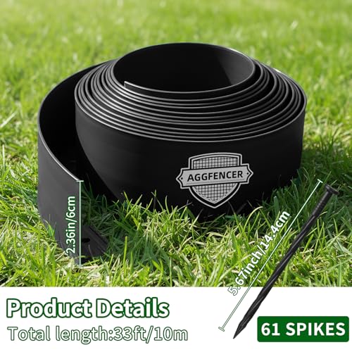 AggFencer Landscape Edging 2.36in Garden Edging Borders No Dig 33ft - color: Black, size: 2.36in x 33ft