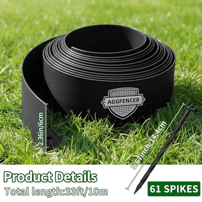 AggFencer Landscape Edging 2.36in Garden Edging Borders No Dig 33ft - color: Black, size: 2.36in x 33ft
