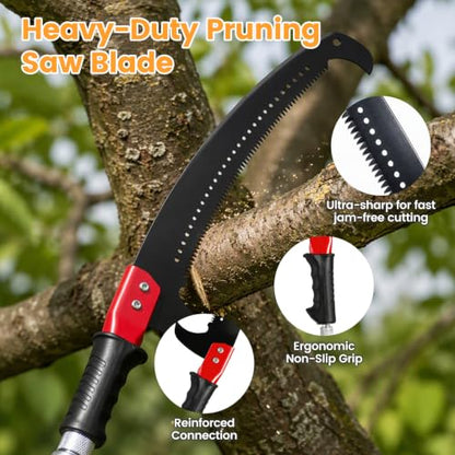 14FT Pole Saw for Tree Trimming, Manual Tree Pruner with Sharp Blade, Detachable Extension Pole, Lightweight Long Reach Branch Cutter for Yard Garden Patio Forestry - size: 14FT