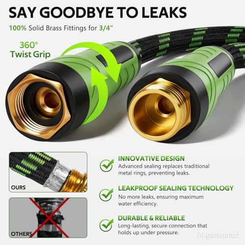 NON-EXPANDABLE Garden Hose 25 FT Water Hose with 10-Function Spray Nozzle - size: 25ft