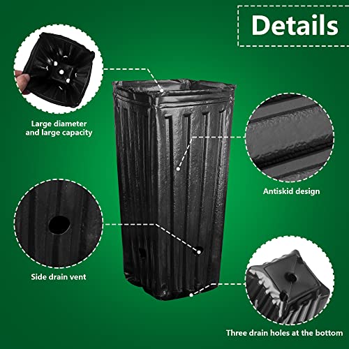 RunNico 50pcs Plastic Deep Plant Nursery Pots,11.8”Tall Tree Pots,Black Deep Seedling Container Pots with Drainage Holes for Indoor Outdoor Gardening (3.9" Wx11.8 H) - color: 3.9"wx11.8"h