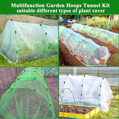 Greenhouse Hoops Grow Tunnel 6 Sets of 8FT Long Garden Hoops, Rust-Free Fiberglass Garden Hoops Frame for Garden Netting Raised Bed Plant Shade Cloth Row Cover, DIY Plant Support Garden Stakes- 36pcs - style: 36 PCS