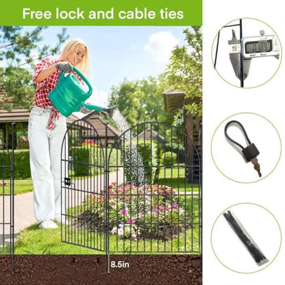 ADAVIN Tall Garden Fence with Gate, 32in 4 Panels Fencing for Yard 8.8 Ft - color: Black, size: 32in(H)x27in(L) 3 Panels + 1 Gate