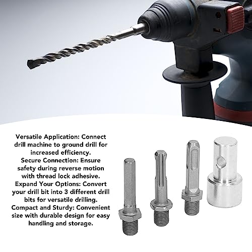 Buachois Auger Adapter 1 to 3 Drill Converter Carbon Steel Keyless Chuck for Electric Drill Earth Auger Connector