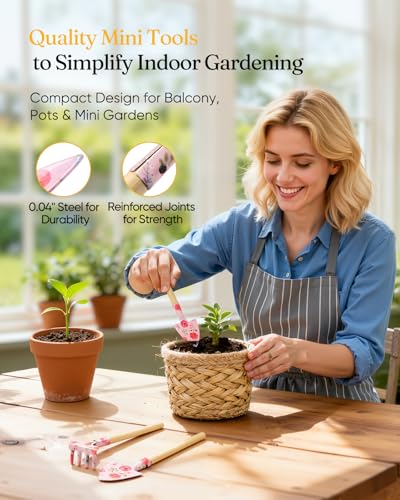 Grenebo 12-Piece Gardening Tool Set, Heavy-Duty Garden Tools for Women - color: Pink
