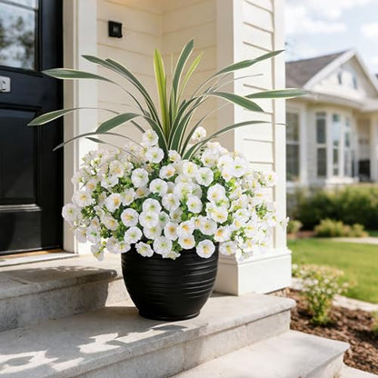 INXUGAO Artificial Flowers for Outdoors Fake Plants UV Resistant Outside - color: White