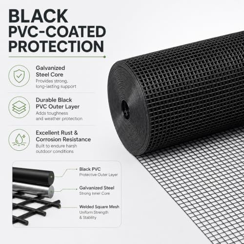 GoldPeak Black Hardware Cloth 1 inch Mesh 36'' x 100' 17-Gauge - size: 1x1 inch 36''x100'