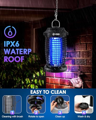 Bug Zapper Outdoor, Electric Plug-in Mosquito Zapper with 15W UV Light - color: Matte Black