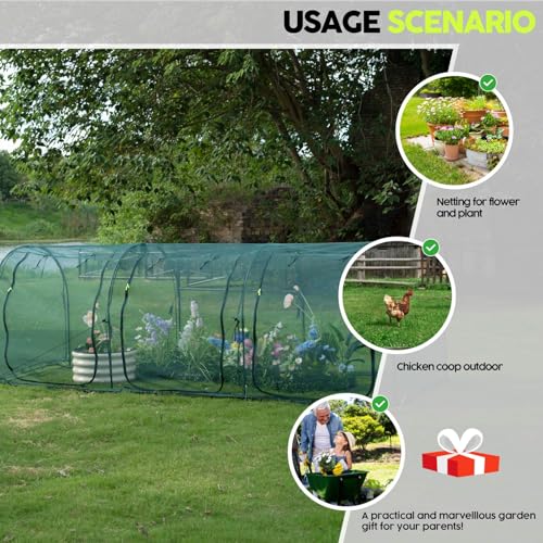 Poray Large 12.3X4FT Tunnel Plant Netting Cover,4.1FT Tall Crop Cage Tomato Netting for Vegetables&Fruits,Durable Gardening Net for Plant and Animals - style: 147*49*49inches Tunnel