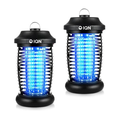 Bug Zapper Outdoor, Plug in Electric Mosquito Fly Zapper w/ 15W Light & 4200V Grid & on/Off Switch, Mosquito Traps & Killer for Indoor, Kitchen（2 Packs） - color: Deep Black
