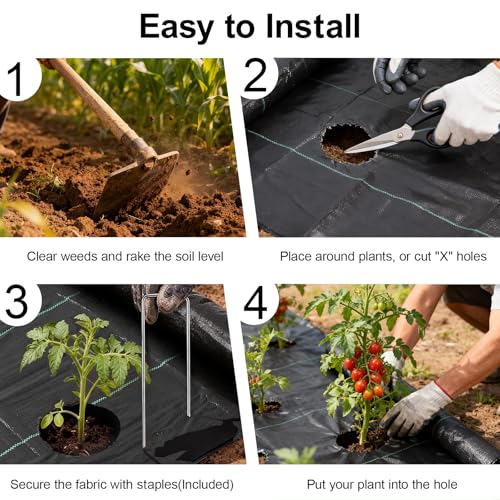 Weed Barrier Landscape Fabric 3FT x 50FT - 3.2oz Heavy Duty Weed Control Mat, High Permeability Woven Geotextile Fabric for Driveway, Gravel, Yard Ground Cover, Greenhouse Gardening - color: Black-3x50FT