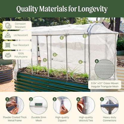 Vego garden 3.5' x 5.0' Mesh Cover System,Pest Control Frame Cover Kit,35% Shading Rate for Plant Protection, Durable & Heavy-Duty Garden Cover (Garden Beds Not Included) - size: 3.5'W x 5.0'L
